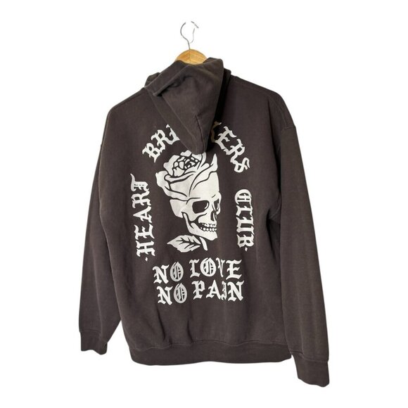 Heartbreakers Club Other - Heartbreakers Club "No Love No Pain" Unisex Hoodie Brown Size XL Graphic Skull